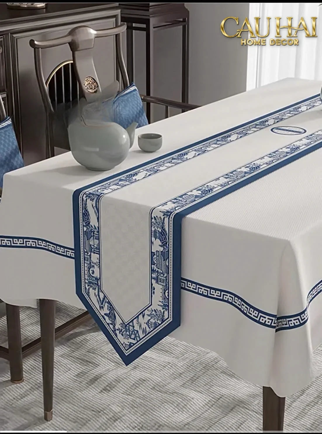 Khăn Trải Bàn Indigo Dynasty Heritage Pastoral Table Runner 3M6-CẬU HAI HOME DECOR