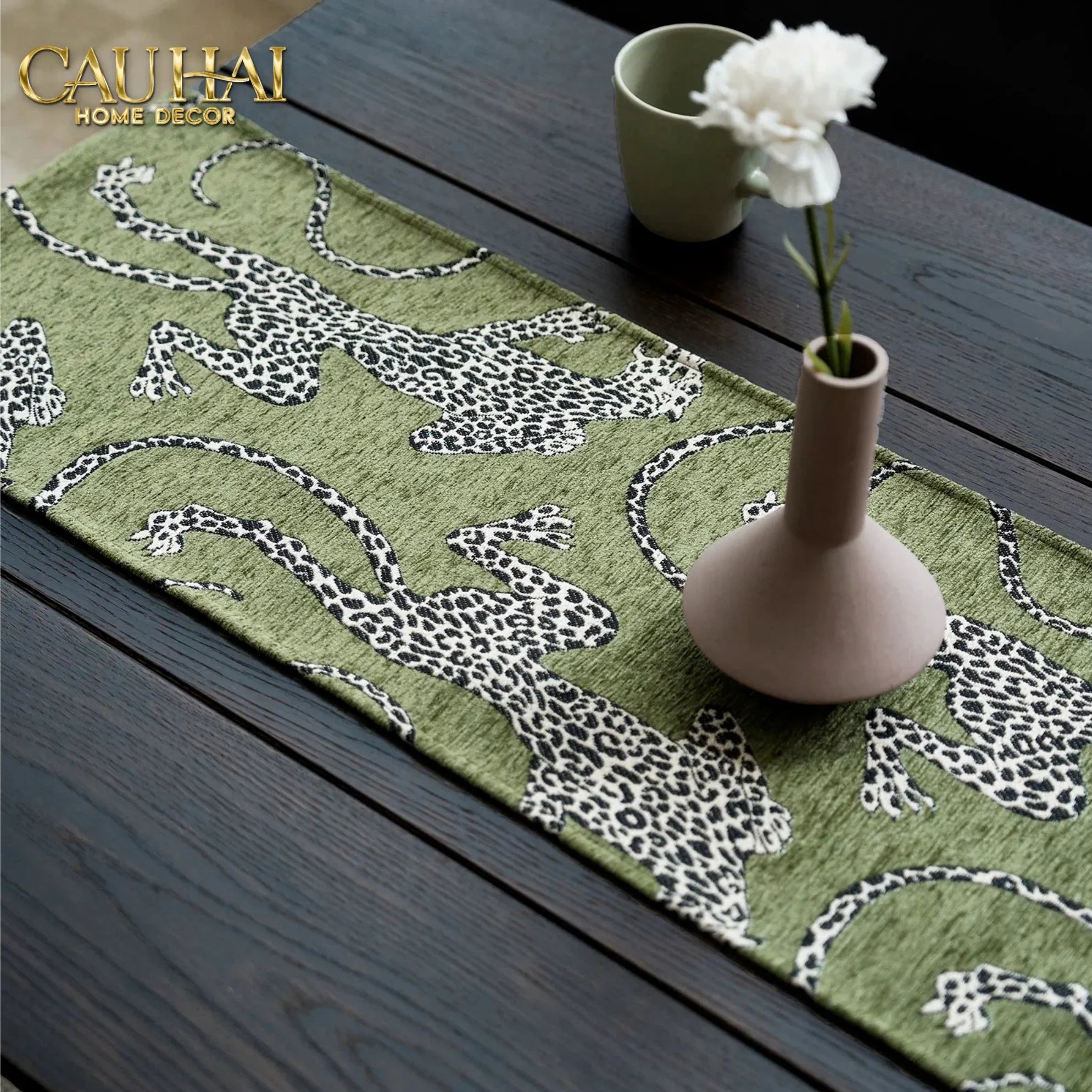 Khăn Trải Bàn - Jarguar Émeraude Sauvage Table Runner 30X240-CẬU HAI HOME DECOR