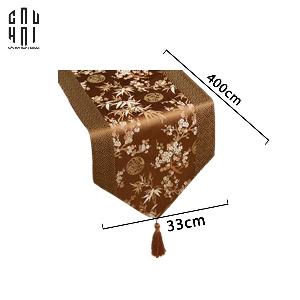 KHĂN TRẢI BÀN MAI LAN CÚC TRÚC 4M - TABLE RUNNER MAI LAN CÚC TRÚC 4M-CẬU HAI HOME DECOR