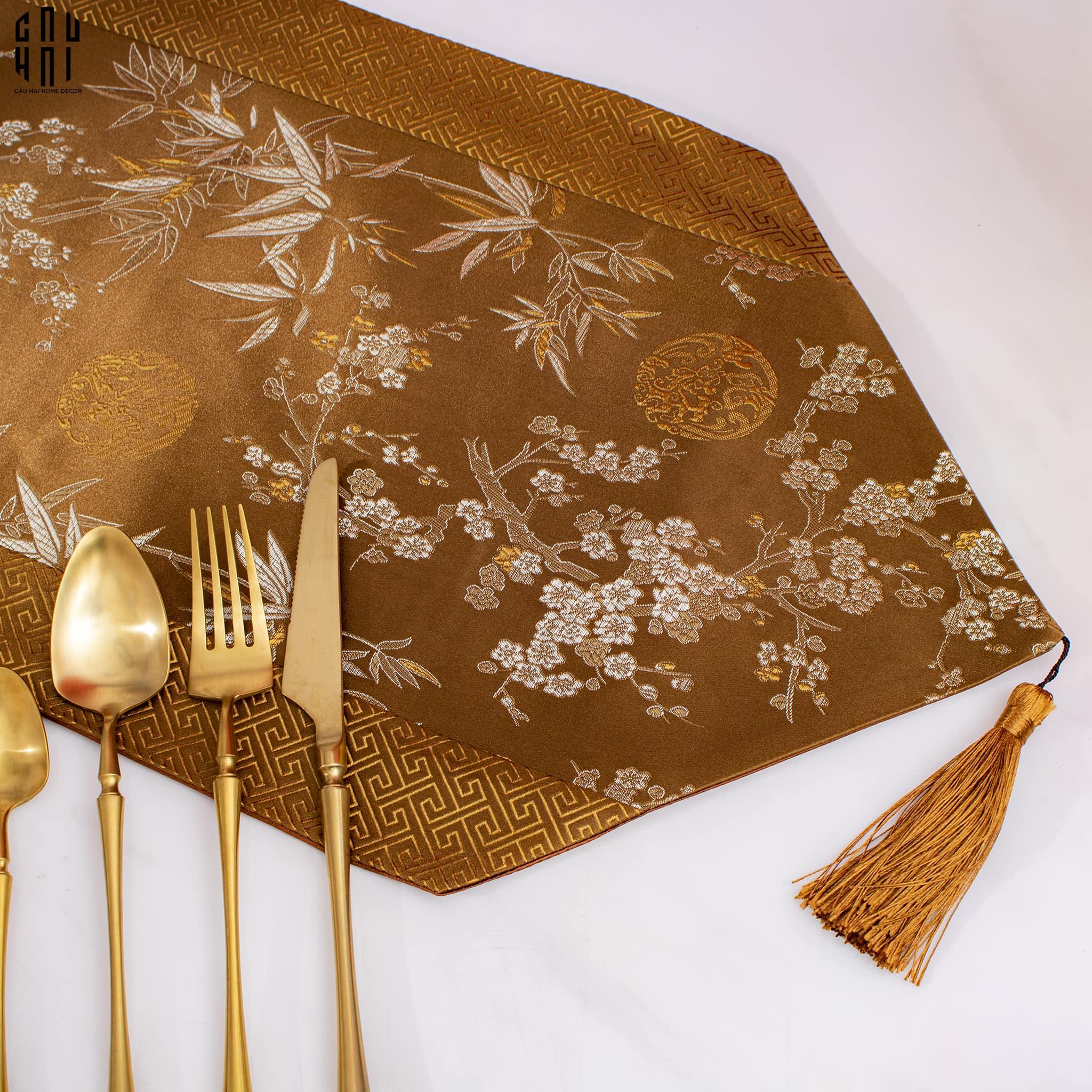 KHĂN TRẢI BÀN MAI LAN CÚC TRÚC 4M - TABLE RUNNER MAI LAN CÚC TRÚC 4M-CẬU HAI HOME DECOR