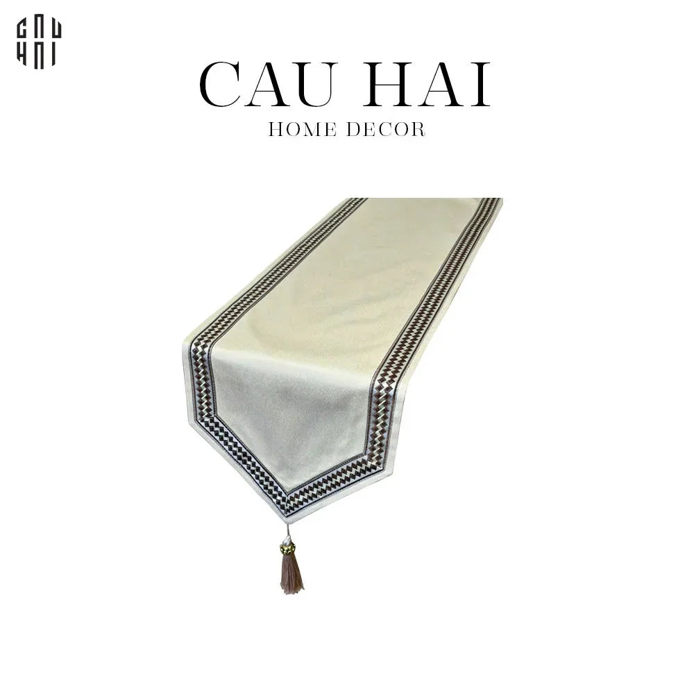 KHĂN TRẢI BÀN NEW HEART - BEIGE 3M-CẬU HAI HOME DECOR