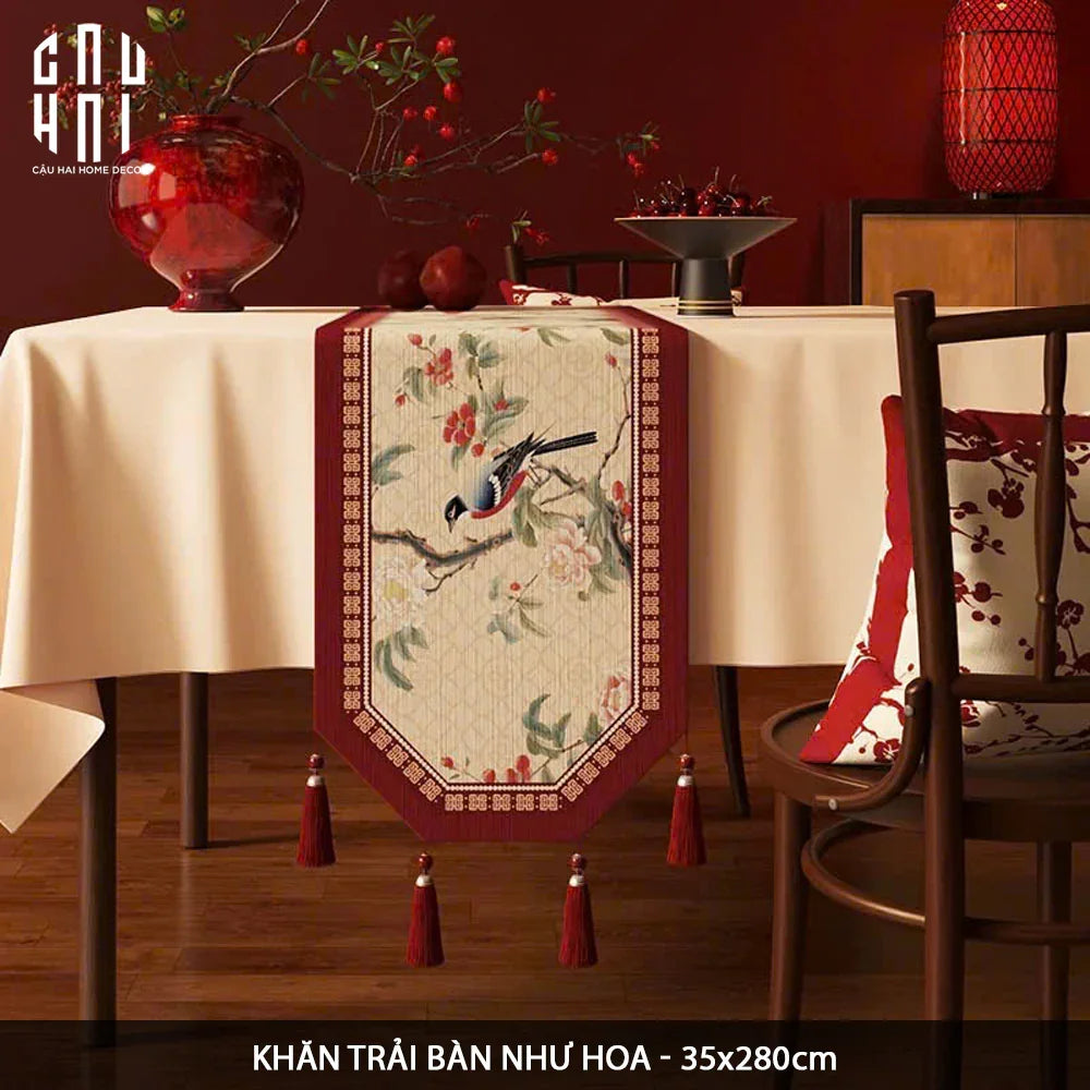 KHĂN TRẢI BÀN NHƯ HOA 2M8-CẬU HAI HOME DECOR
