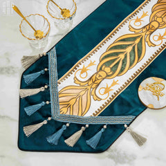 Khăn Trải Bàn Nhung Teal Velvet Mixology Thalia 1M6 Couture Velour Table Runner-KHĂN TRẢI BÀN-CẬU HAI HOME DECOR