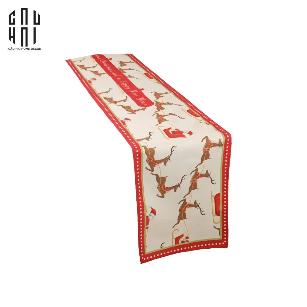 KHĂN TRẢI BÀN - TABLE RUNNER BROWN DEER 40X275 CM-CẬU HAI HOME DECOR