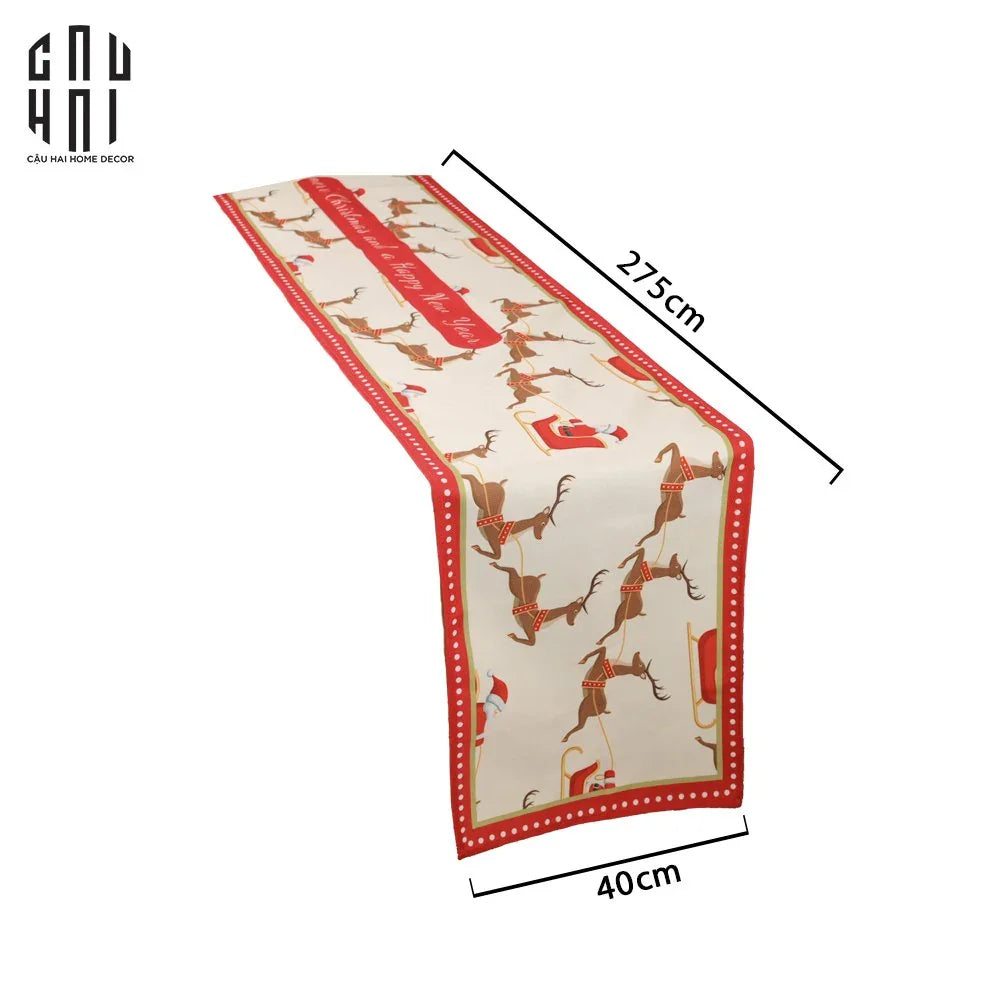 KHĂN TRẢI BÀN - TABLE RUNNER BROWN DEER 40X275 CM-CẬU HAI HOME DECOR