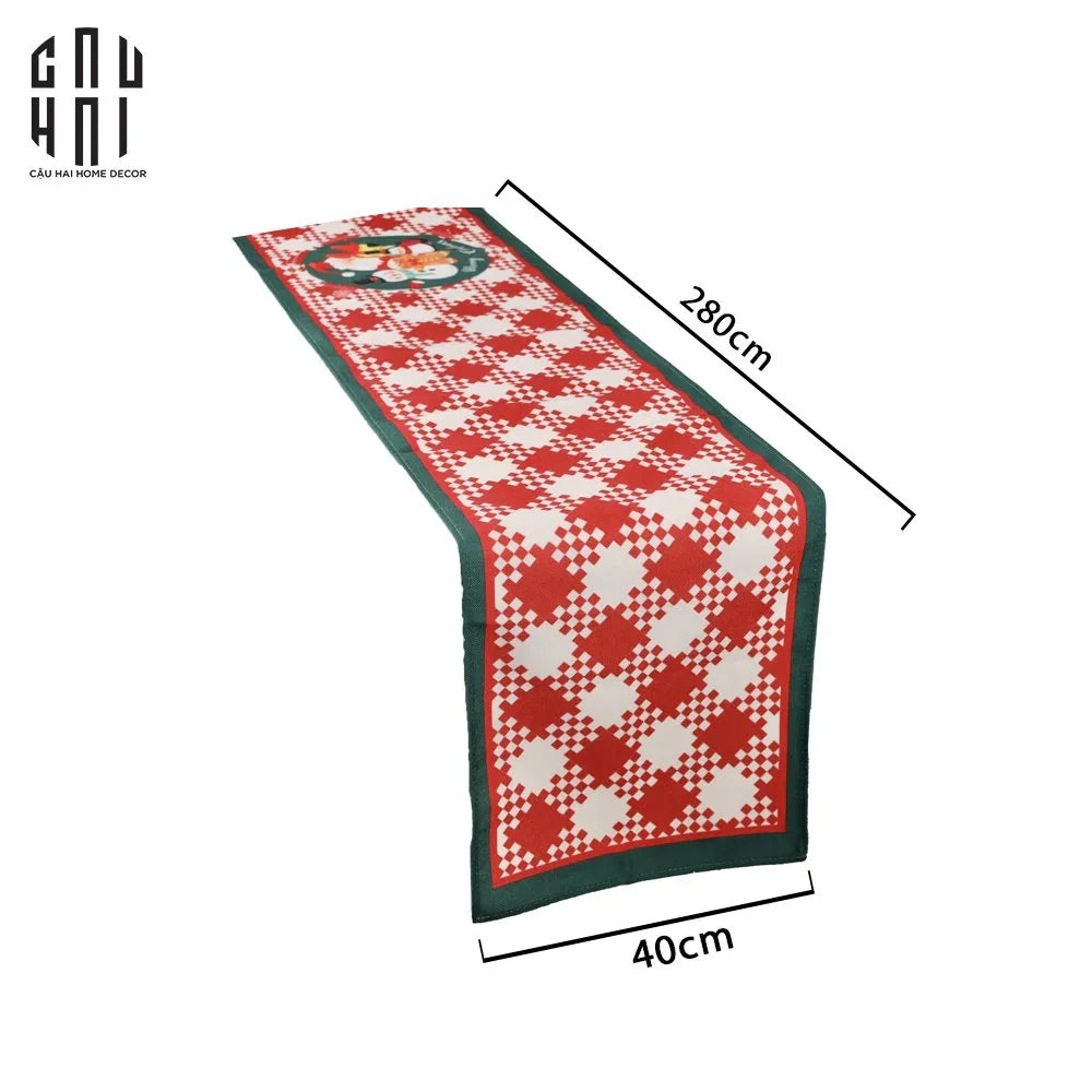 KHĂN TRẢI BÀN - TABLE RUNNER CARO SNOWMAN 40X280 CM-CẬU HAI HOME DECOR