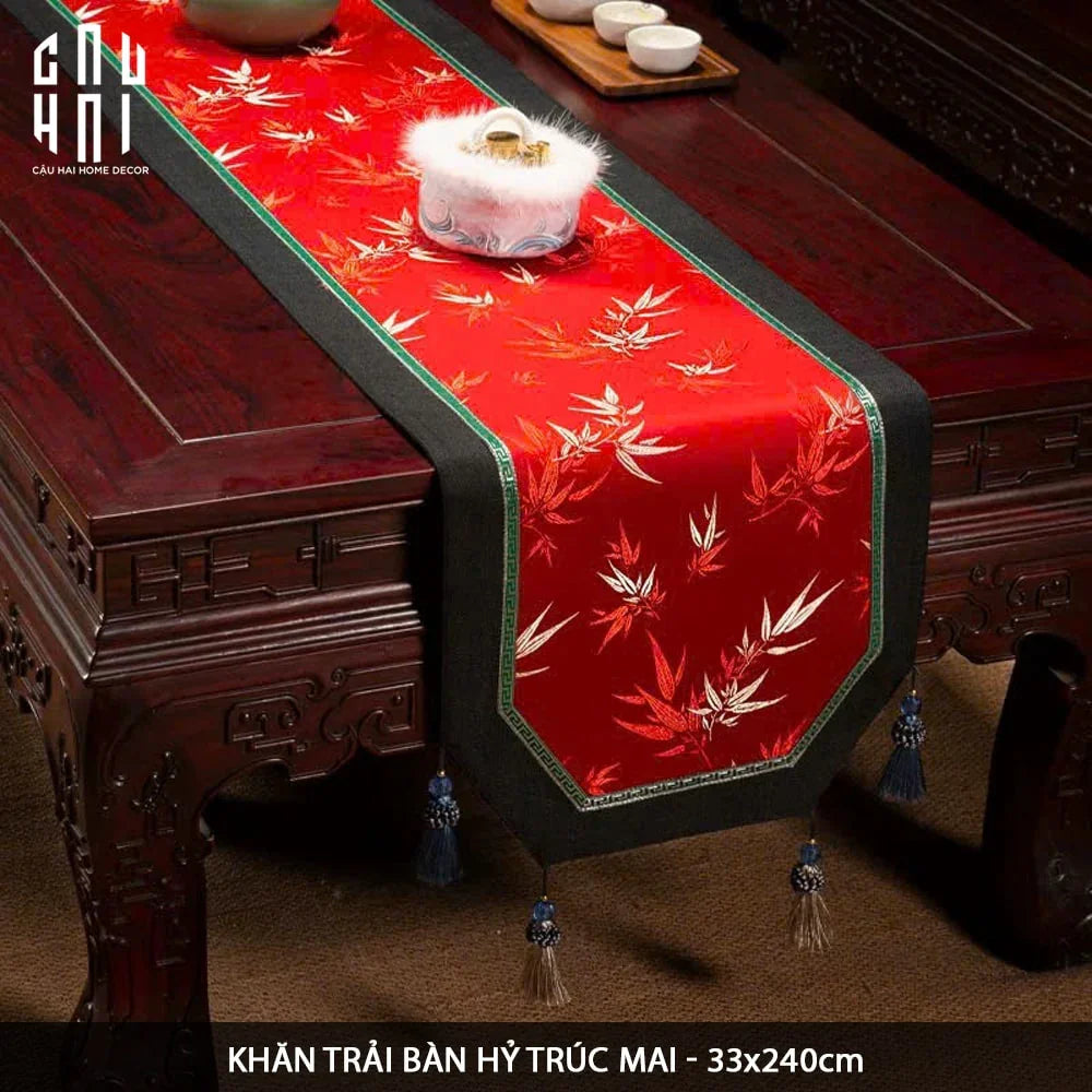 KHĂN TRẢI BÀN TRÚC MAI 2M4-CẬU HAI HOME DECOR