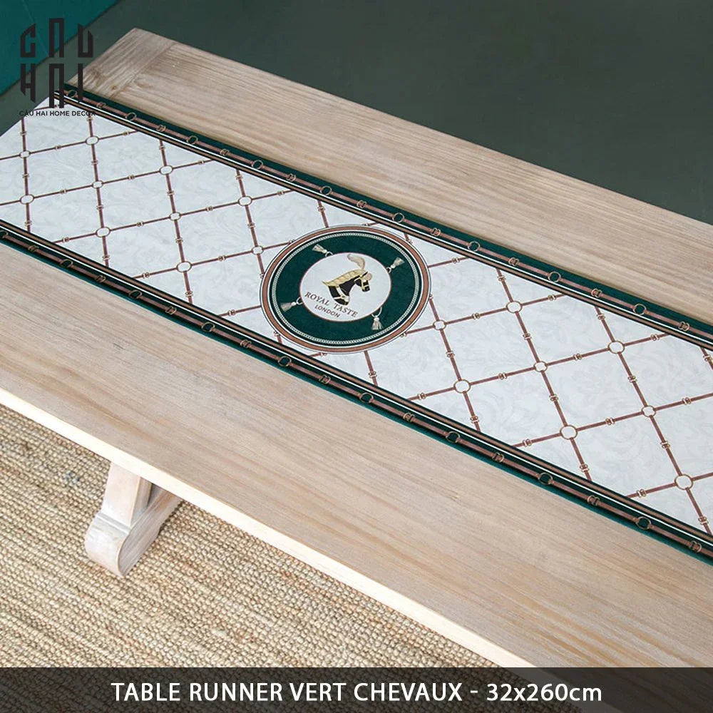 Khăn Trải Bàn Vert Chevaux 2M6 Velvet Table Runner-CẬU HAI HOME DECOR