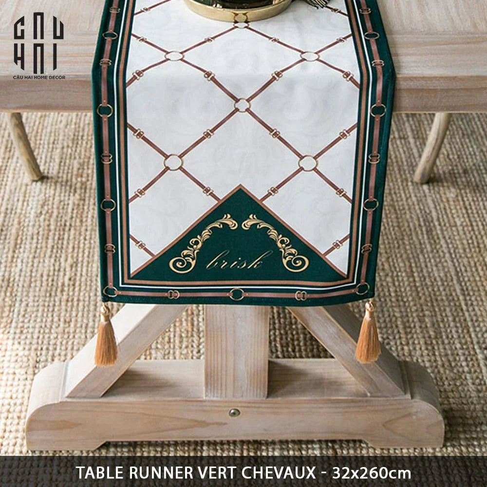 Khăn Trải Bàn Vert Chevaux 2M6 Velvet Table Runner-CẬU HAI HOME DECOR