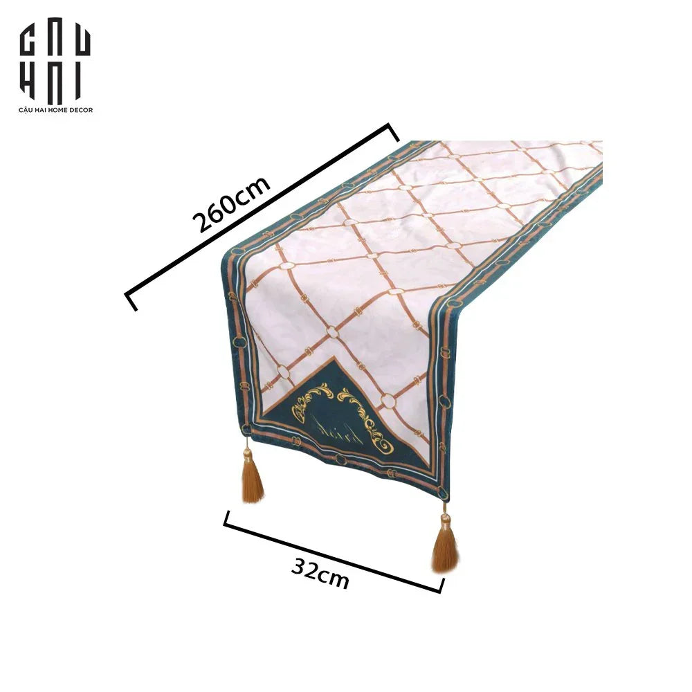 Khăn Trải Bàn Vert Chevaux 2M6 Velvet Table Runner-CẬU HAI HOME DECOR