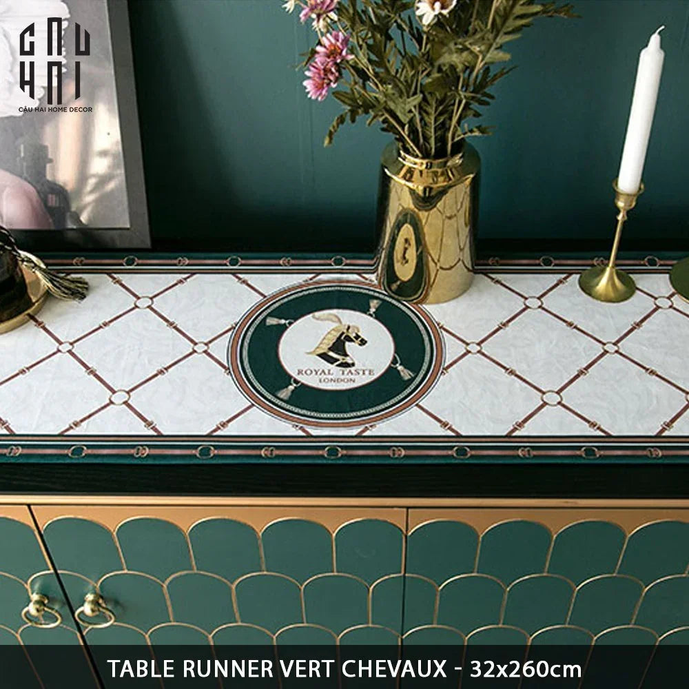 Khăn Trải Bàn Vert Chevaux 2M6 Velvet Table Runner-CẬU HAI HOME DECOR
