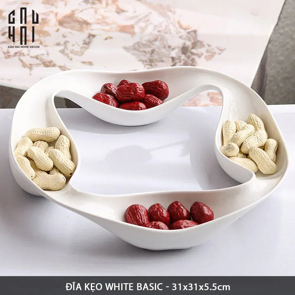 Khay 4 Mùa Quatre Saisons Porcelaine Blanche Plateau-CẬU HAI HOME DECOR