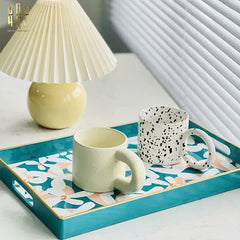 Khay Acrylic Chữ Nhật Azure Floral in Bloom Decoratives Trays 26x40x5-CẬU HAI HOME DECOR