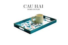 Khay Acrylic Chữ Nhật Azure Floral in Bloom Decoratives Trays 26x40x5-CẬU HAI HOME DECOR