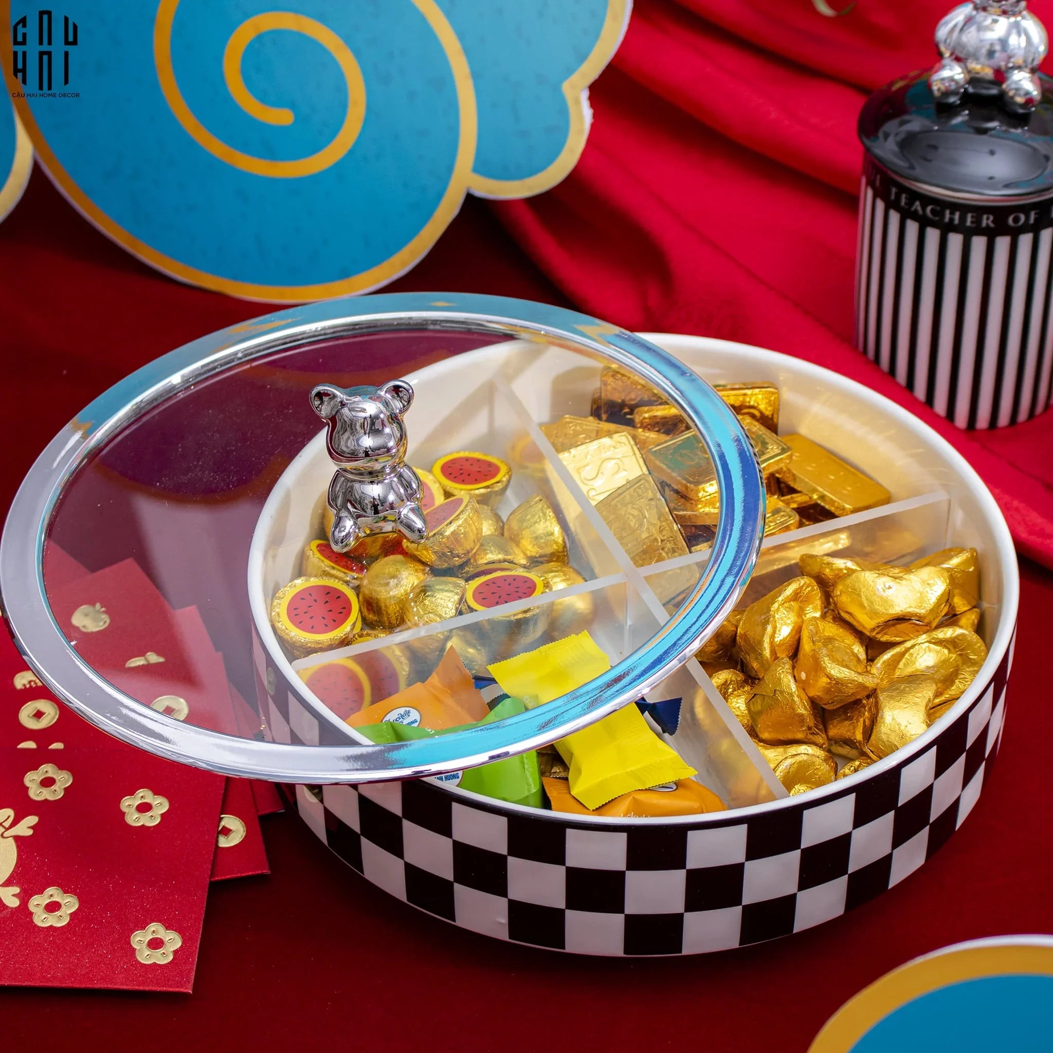 KHAY BÁNH MỨT SILVER TEDDY-CẬU HAI HOME DECOR