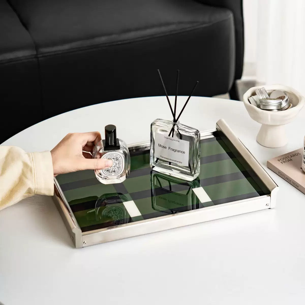 Khay Chữ Nhật Mặt Acrylic Emerald Geometry Rectangular Decorative Trays 25.8x37.2x4.3-CẬU HAI HOME DECOR