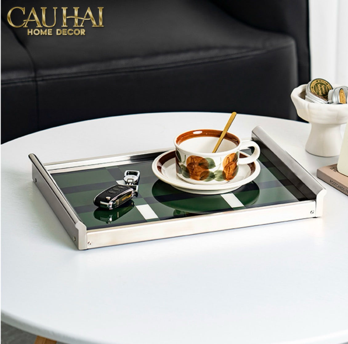 Khay Chữ Nhật Mặt Acrylic Emerald Geometry Rectangular Decorative Trays 25.8x37.2x4.3-KHAY TRANG TRÍ-CẬU HAI HOME DECOR