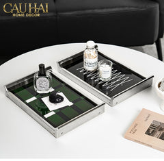 Khay Chữ Nhật Mặt Acrylic Emerald Geometry Rectangular Decorative Trays 25.8x37.2x4.3-CẬU HAI HOME DECOR