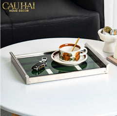Khay Chữ Nhật Mặt Acrylic Emerald Geometry Rectangular Decorative Trays 25.8x37.2x4.3-CẬU HAI HOME DECOR