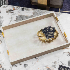 Khay Da Chữ Nhật Brooklyn Grande Lux D'Ivoire Leather Decorative Trays 32x45.5x5.5-CẬU HAI HOME DECOR