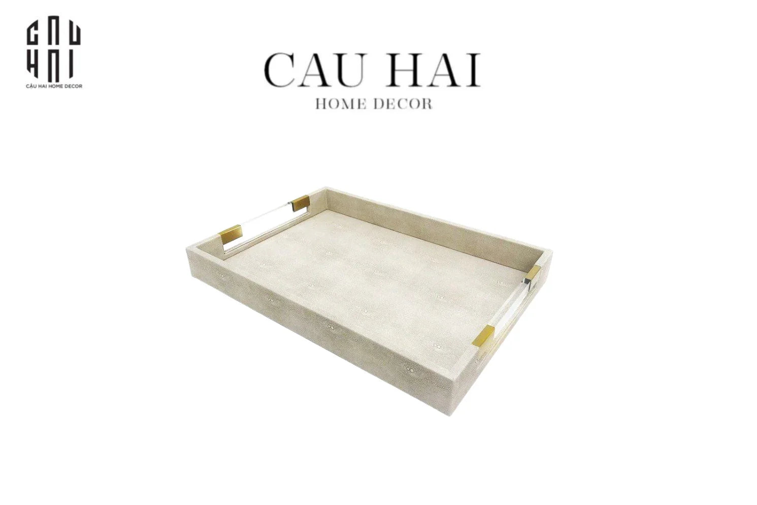 Khay Da Chữ Nhật Brooklyn Grande Lux D'Ivoire Leather Decorative Trays 32x45.5x5.5-CẬU HAI HOME DECOR