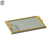 Khay Da Chữ Nhật Greyson Refined Glaze Gris Leather Decorative Trays 29x42-CẬU HAI HOME DECOR