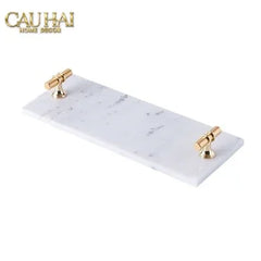 Khay Đá Chữ Nhật Mini Manhattan Urban Terrace Marble Tray - Special Clover Knob 15 X 30-CẬU HAI HOME DECOR