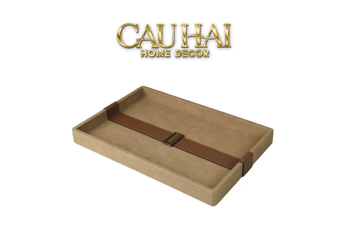 Khay Da Lộn Chữ Nhật Atelier Saddle 30*40-KHAY TRANG TRÍ-CẬU HAI HOME DECOR