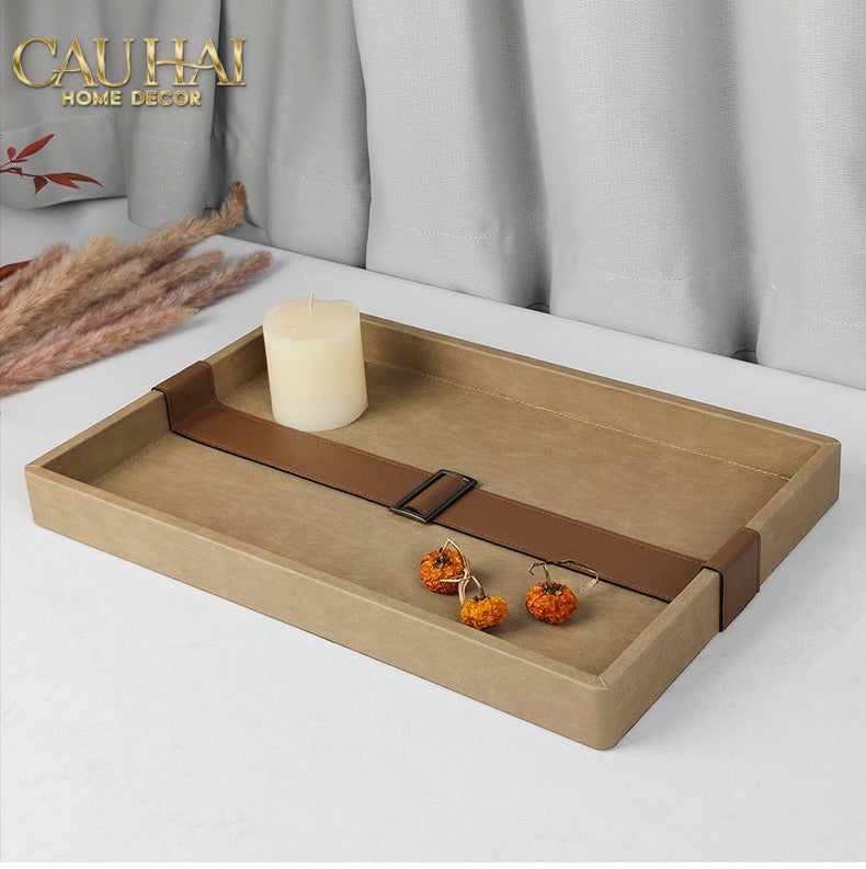 Khay Da Lộn Chữ Nhật Atelier Saddle 30*40-KHAY TRANG TRÍ-CẬU HAI HOME DECOR