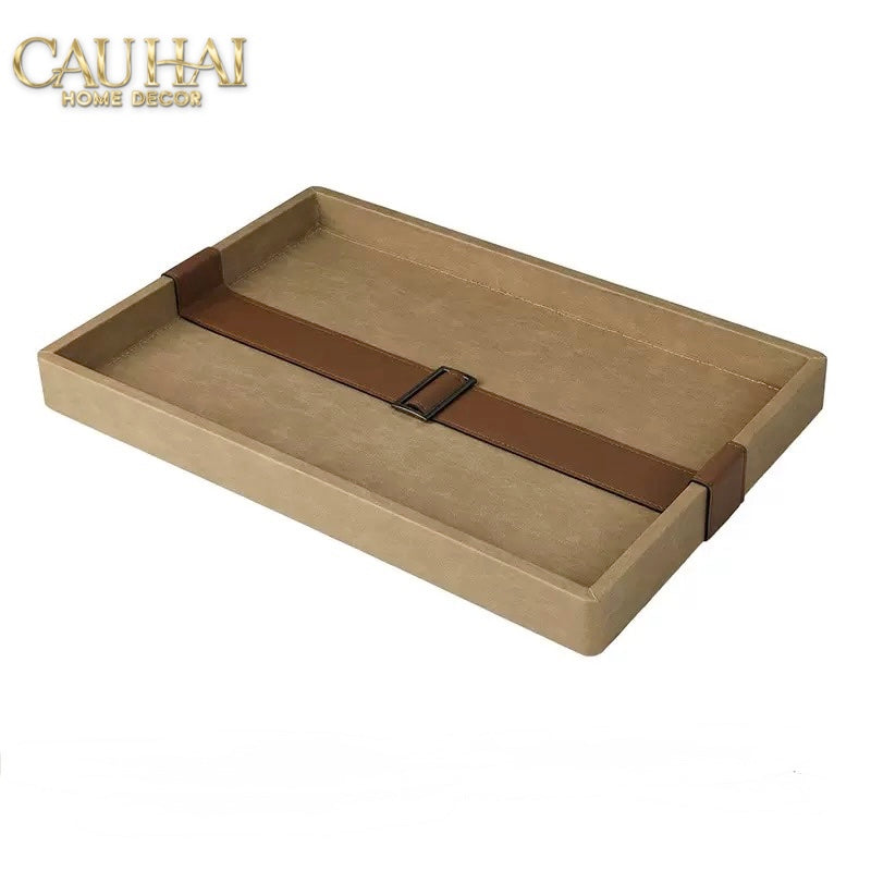 Khay Da Lộn Chữ Nhật Atelier Saddle 30*40-KHAY TRANG TRÍ-CẬU HAI HOME DECOR