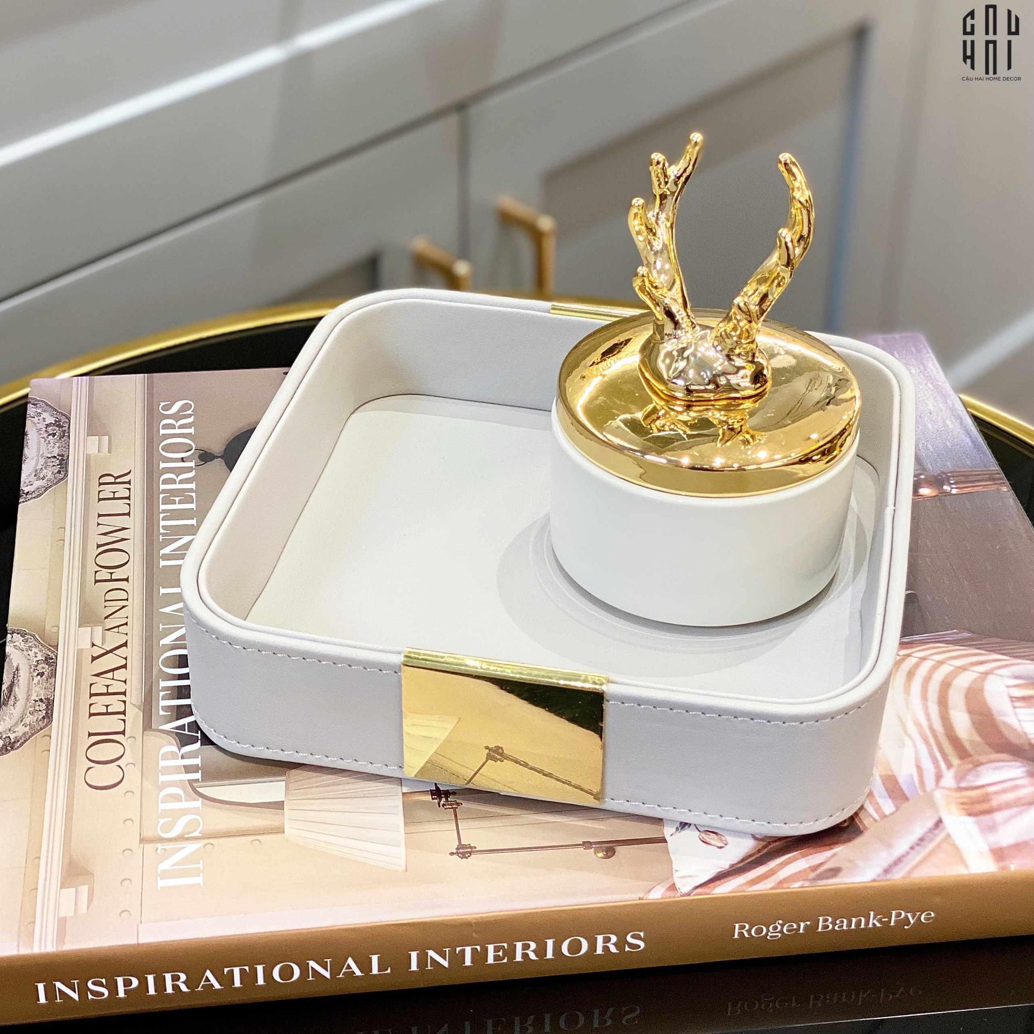 Khay Da Vuông Xám Haute Folie Celine Beauté Changing Trays 18.5x18.5-CẬU HAI HOME DECOR