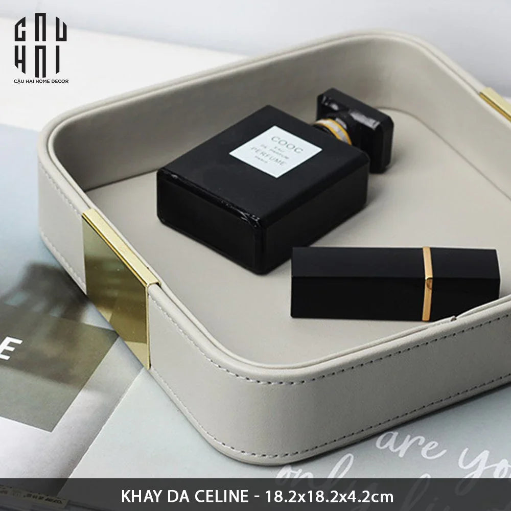Khay Da Vuông Xám Haute Folie Celine Beauté Changing Trays 18.5x18.5-CẬU HAI HOME DECOR
