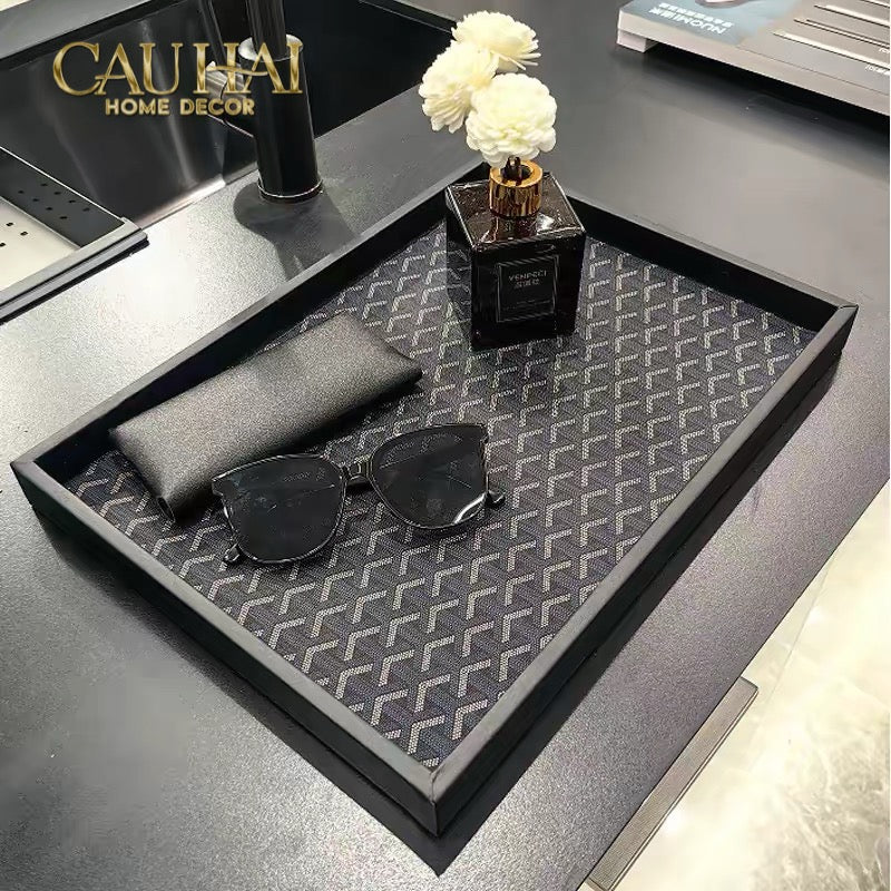 Khay Gỗ Chữ Nhật Bọc Da County Yard Changing Trays 30x40x3-CẬU HAI HOME DECOR