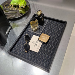 Khay Gỗ Chữ Nhật Bọc Da County Yard Changing Trays 30x40x3-CẬU HAI HOME DECOR