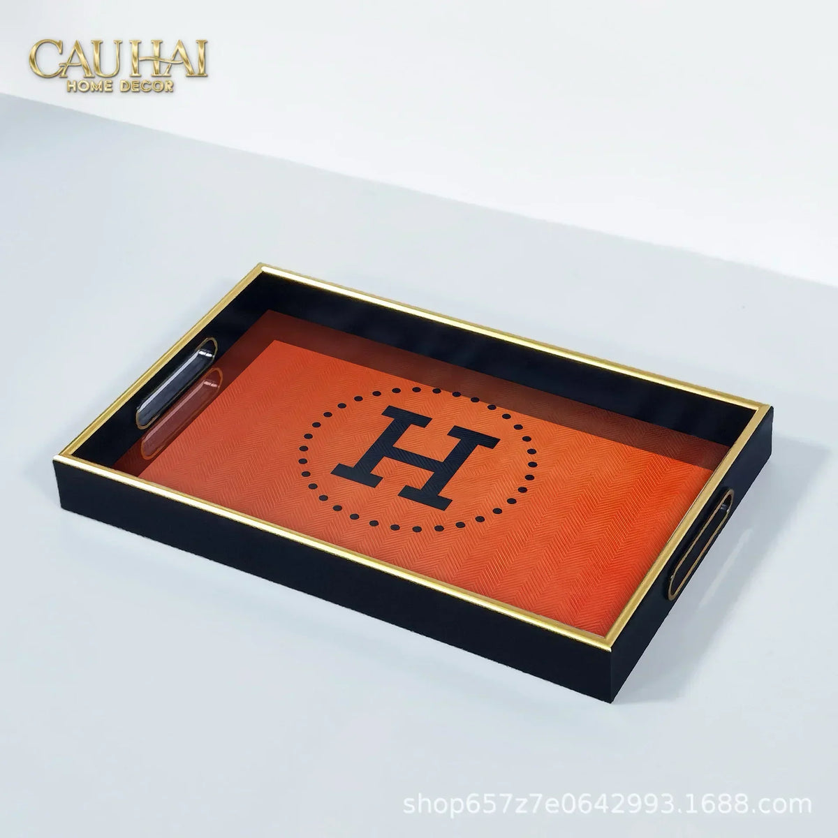 Khay Gỗ Tròn Acrylic Sauvage Vermilion Zebra Round Serving Trays D35-KHAY TRANG TRÍ-CẬU HAI HOME DECOR