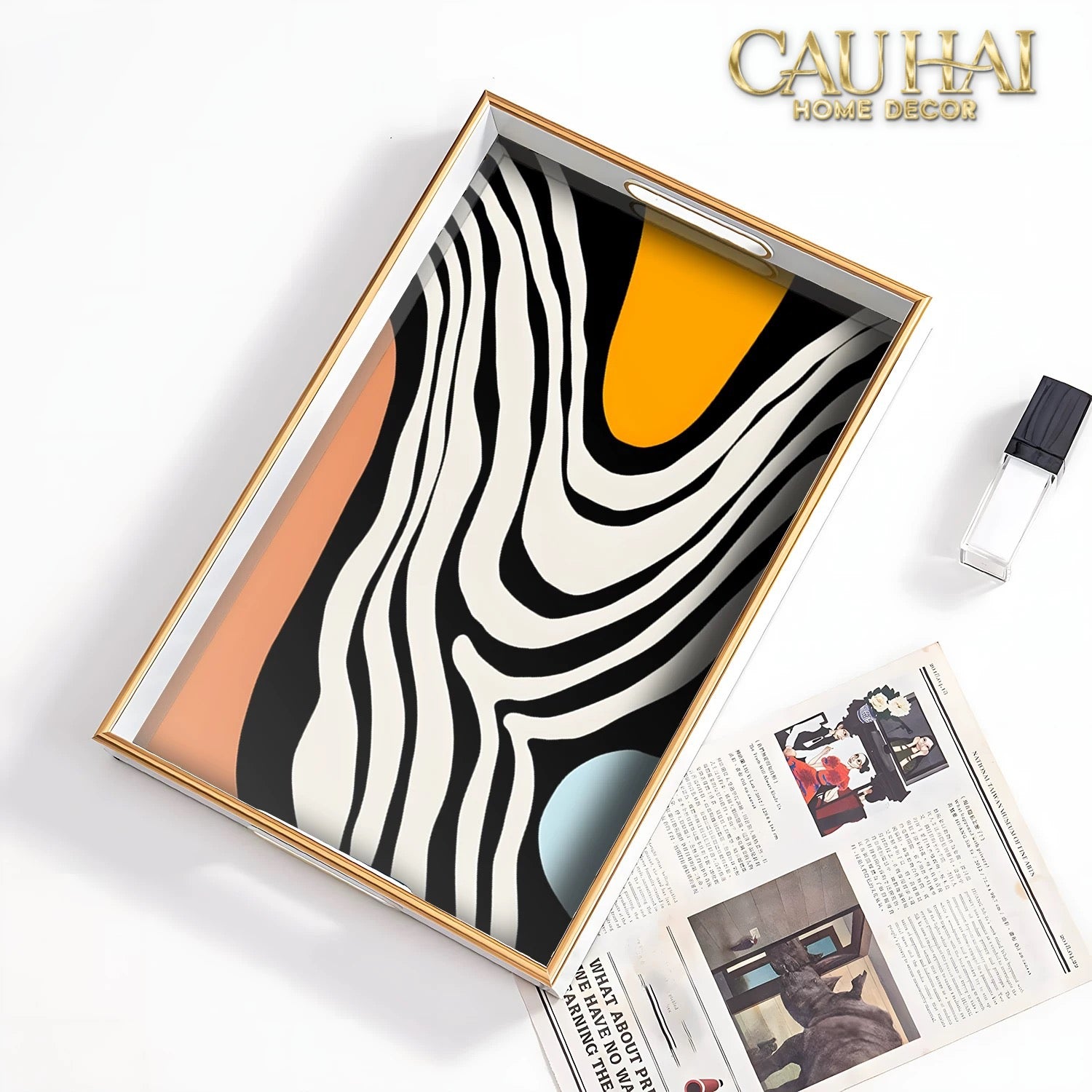 Khay Gỗ Chữ Nhật V Class Golden Barocco Noire Coupe de Dieux 25x38-CẬU HAI HOME DECOR
