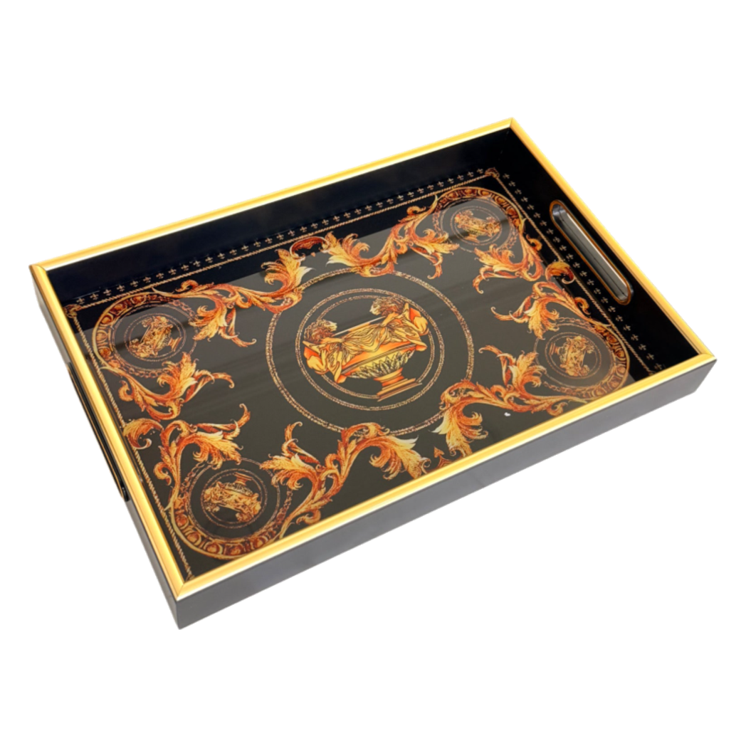 Khay Gợ Chữ Nhật V Class Golden Barocco Noire Coupe de Dieux 25x38-KHAY TRANG TRÍ-CẬU HAI HOME DECOR