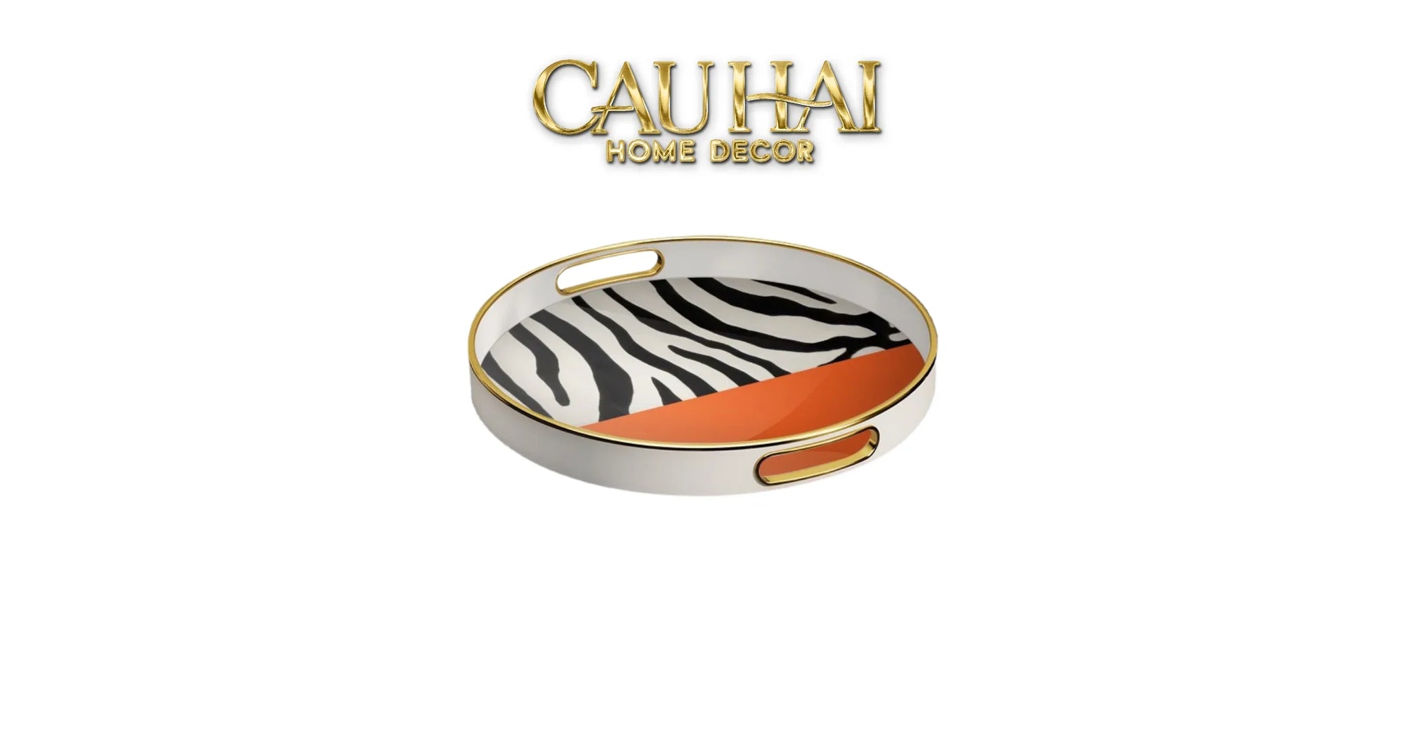 Khay Gỗ Tròn Acrylic Sauvage Vermilion Zebra Round Serving Trays D35-CẬU HAI HOME DECOR