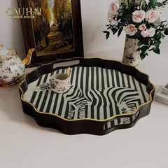 Khay Gỗ Tròn Acrylic Sauvage Zebra Round Serving Trays D35-CẬU HAI HOME DECOR