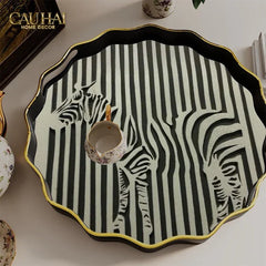 Khay Gỗ Tròn Acrylic Sauvage Zebra Round Serving Trays D35-CẬU HAI HOME DECOR