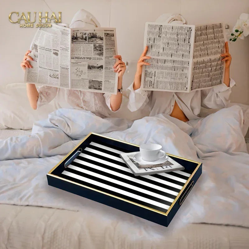 Khay Gỗ Tròn Acrylic Sauvage Zebra Round Serving Trays D35-CẬU HAI HOME DECOR