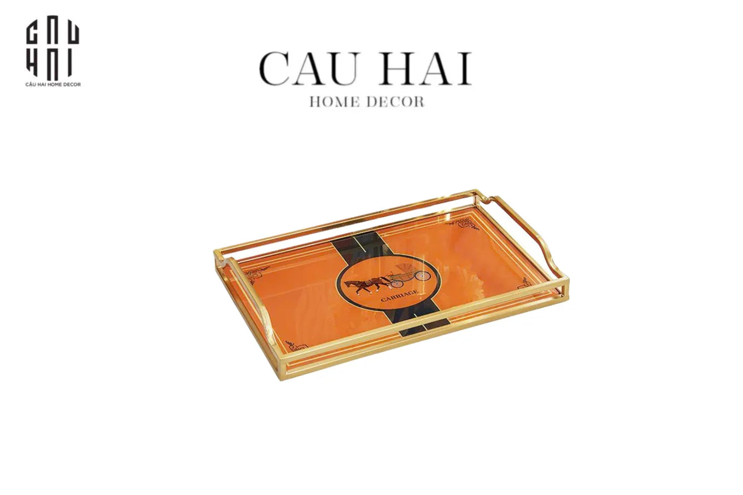 Khay Gương Chữ Nhật Golden High-Class Helios Tray Ss25-CẬU HAI HOME DECOR