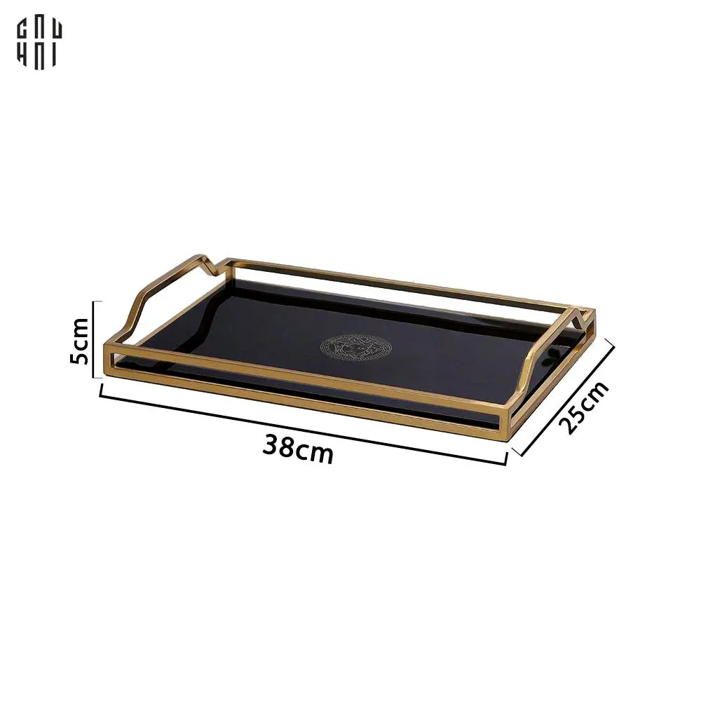 Khay Gương Chữ Nhật Medusa Black Mirror V.Class 38x25-CẬU HAI HOME DECOR