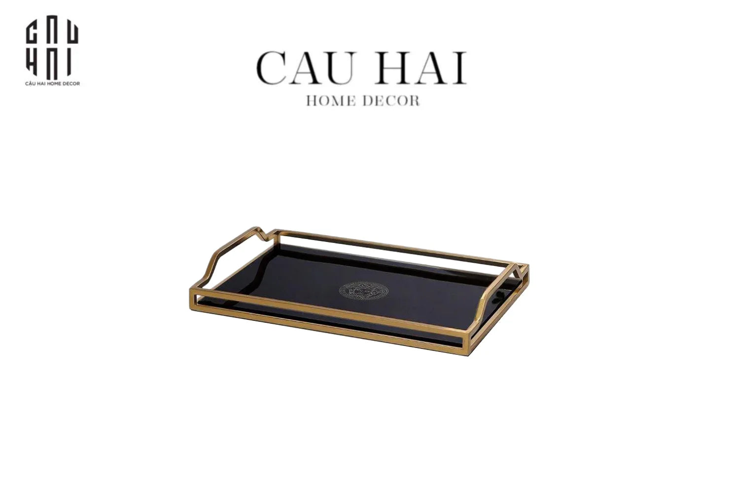 Khay Gương Chữ Nhật Medusa Black Mirror V.Class 38x25-CẬU HAI HOME DECOR