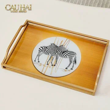 Khay Gương Chữ Nhật Ngựa Vằn Zèbre Solitaire 23x43-KHAY TRANG TRÍ-CẬU HAI HOME DECOR