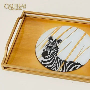 Khay Gương Chữ Nhật Ngựa Vằn Zèbre Solitaire 23x43-KHAY TRANG TRÍ-CẬU HAI HOME DECOR