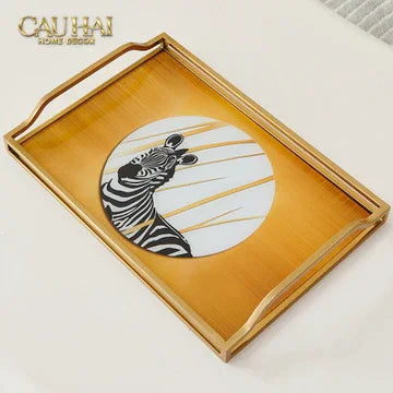 Khay Gương Chữ Nhật Ngựa Vằn Zèbre Solitaire 23x43-CẬU HAI HOME DECOR