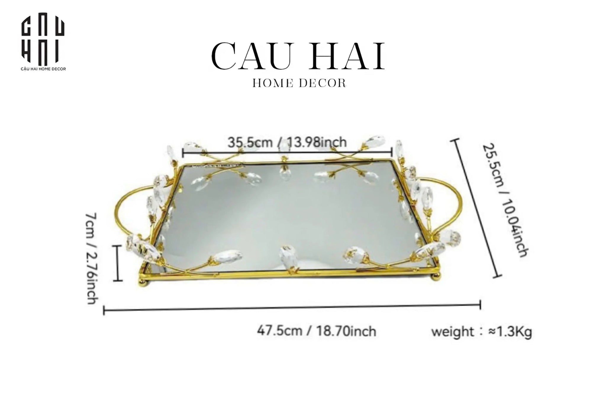 KHAY GƯƠNG FLEUR DE GLACE 25x35-CẬU HAI HOME DECOR