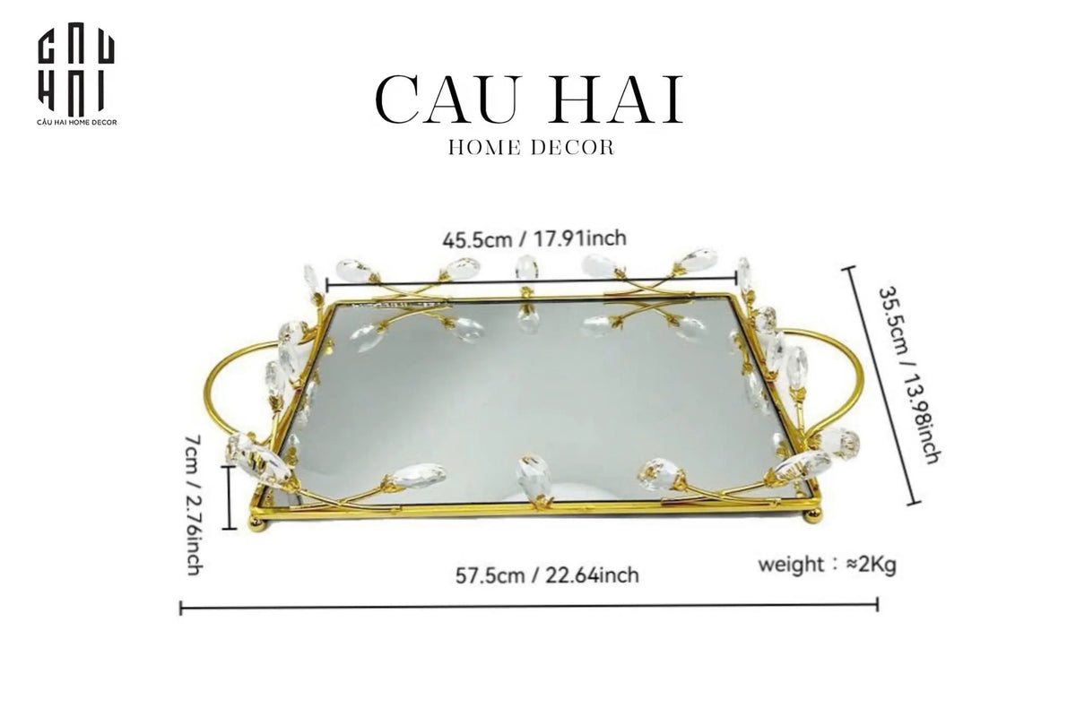 Khay Gương Fleur De Glace 35X45-KHAY TRANG TRÍ-Đối tác tại Trung Quốc theo từng đơn đặt hàng-CẬU HAI HOME DECOR