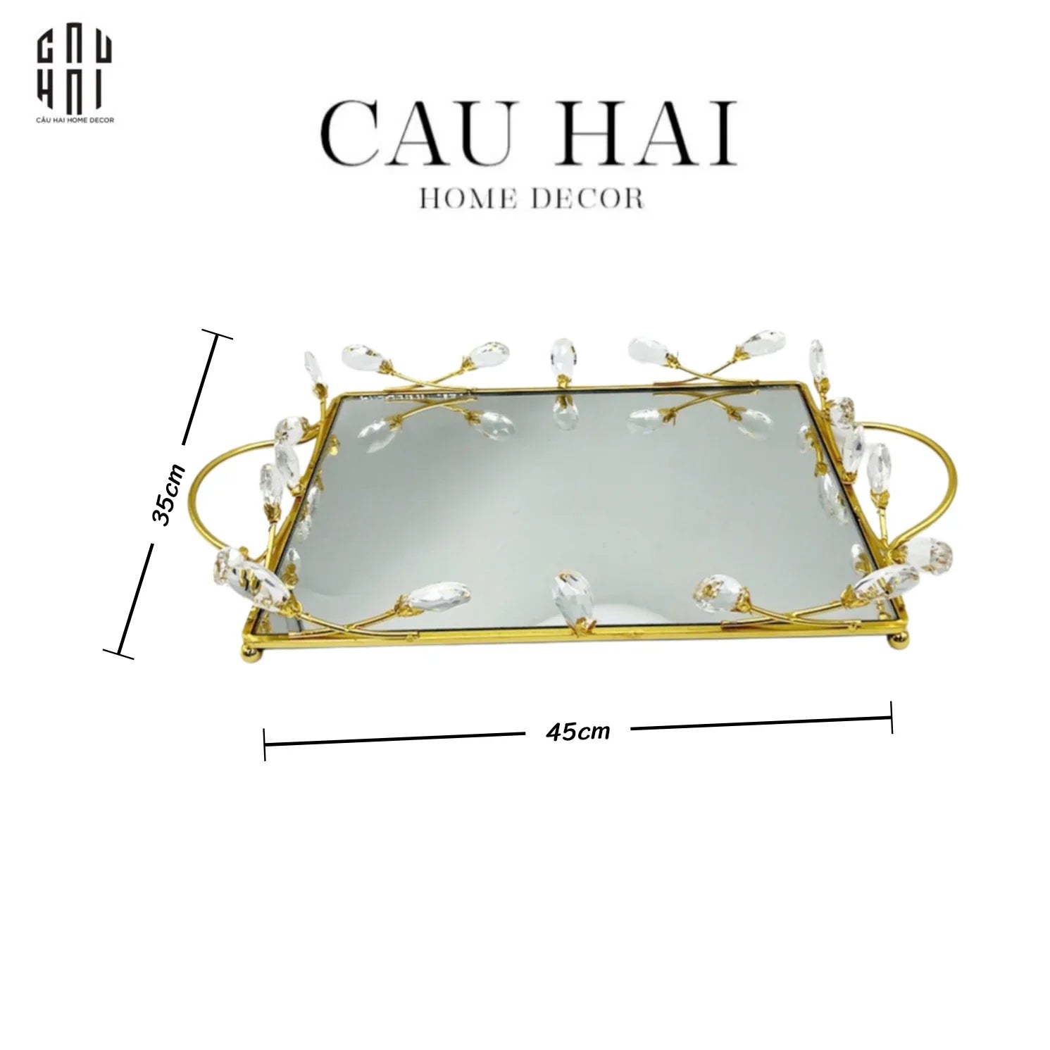Khay Gương Fleur De Glace 35X45-CẬU HAI HOME DECOR